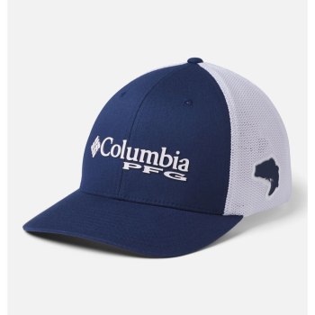 Columbia PFG Mesh Ball, Gorras Grises Oscuro Blancos Rojos Para Hombre | 425376-TZF